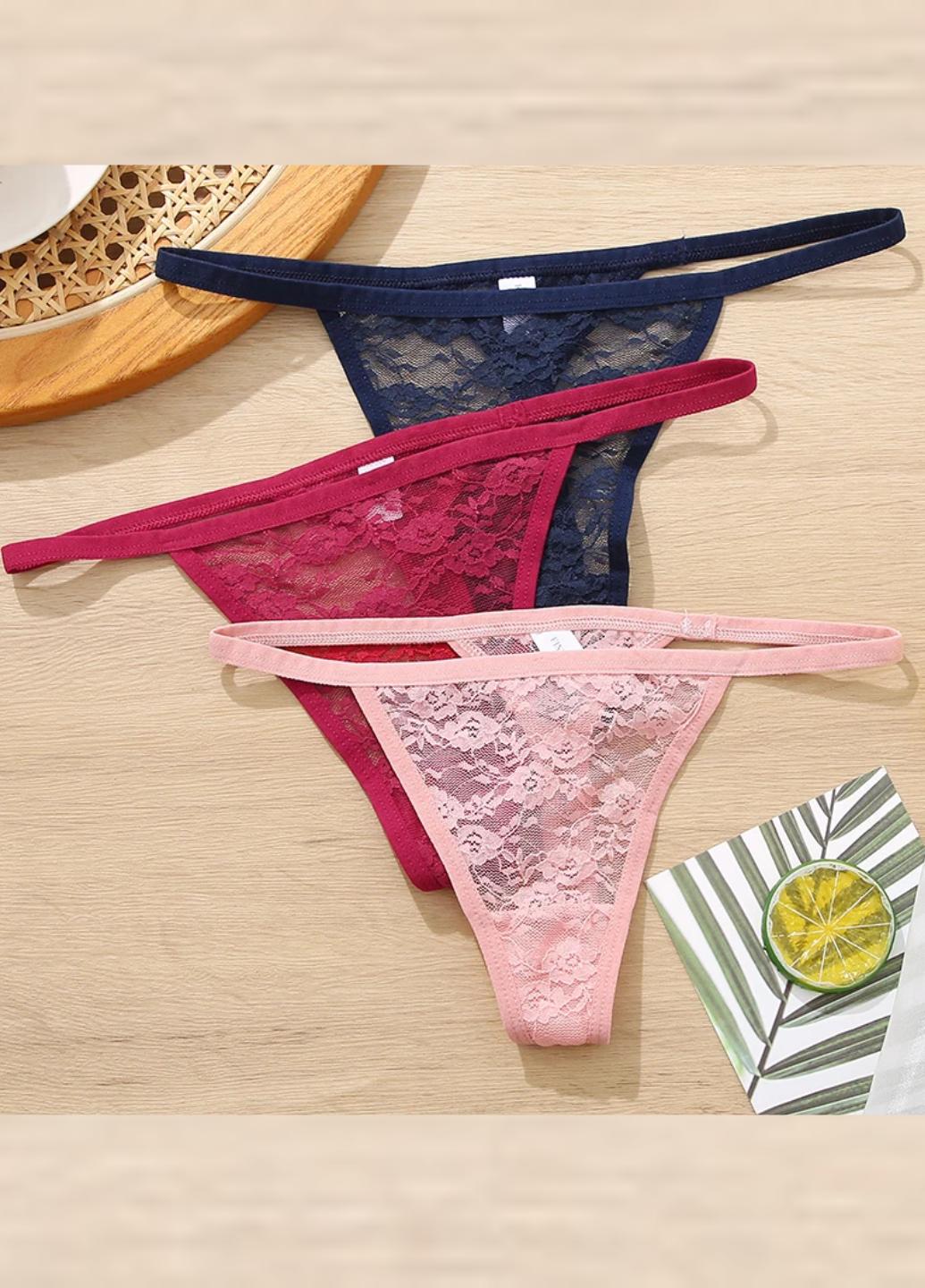 Набор трусиков женских кружевных стрингов Summer Dream M 3 шт. Разноцветный (1307-42)