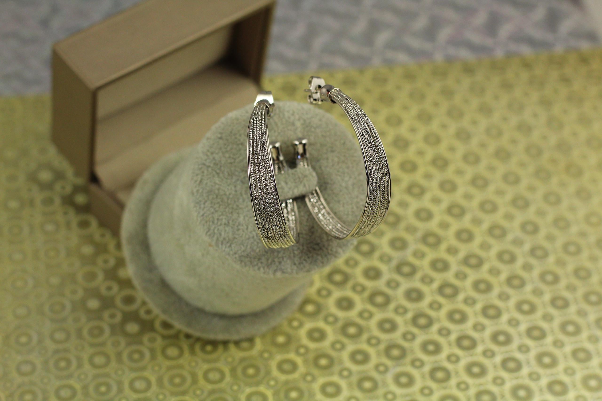 Серьги кольца Xuping Jewelry Скирда 4,3 см Серебристый (28053003)