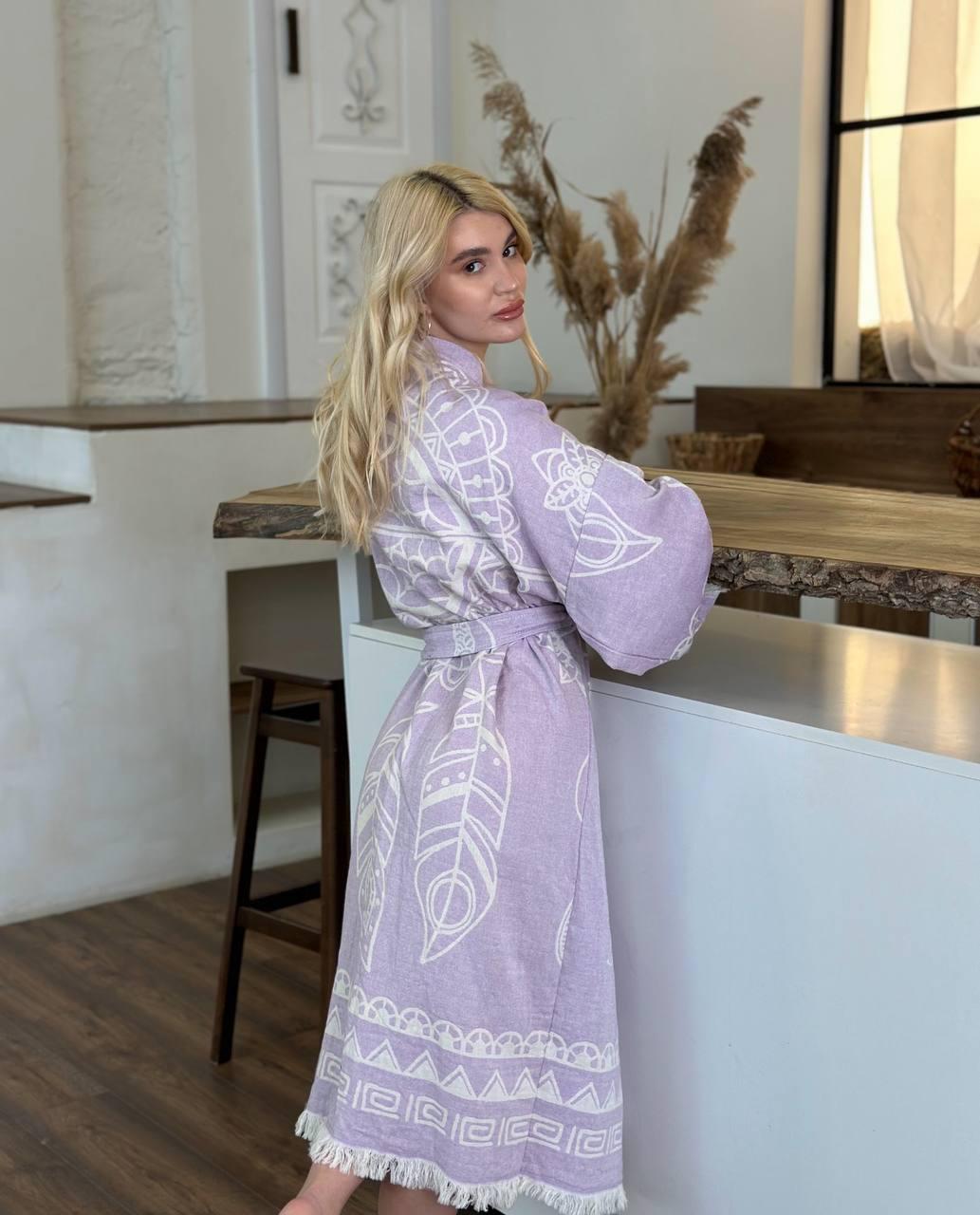 Халат-кимоно женский one size Фиолетовый - фото 2