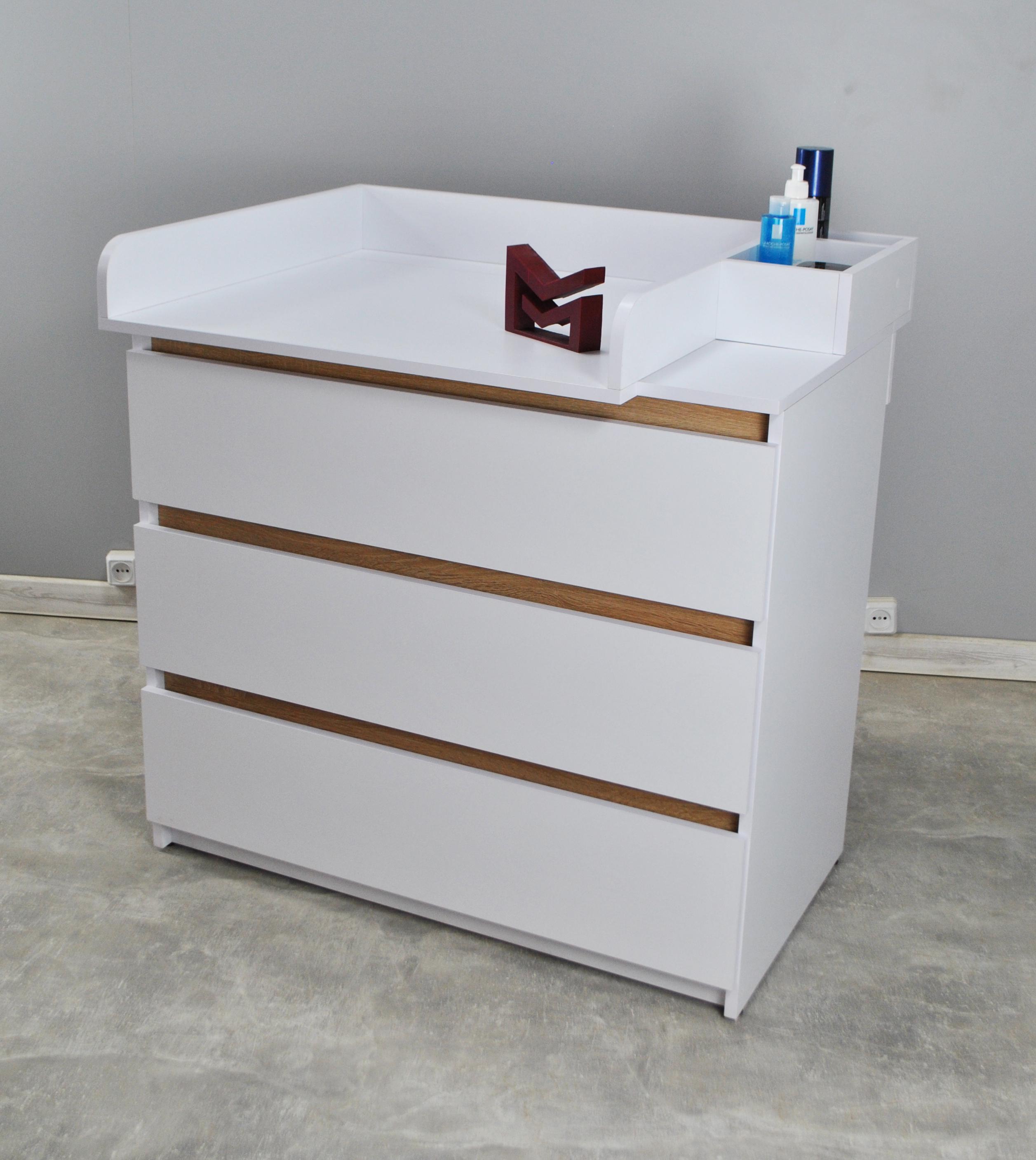 Комод КомфортПлюс со съемной пеленальной полкой 900 мм Белый/Дуб сонома (MS301)