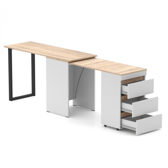 Стіл-комод трансформер Knap Knap Shiron+Jumbo з додатковою поворотною стільницею Білий/Дуб сонома (S202010421) - фото 2 Стіл-комод трансформер Knap Knap Shiron+Jumbo з додатковою поворотною стільницею Білий/Дуб сонома (S202010421) - фото 2