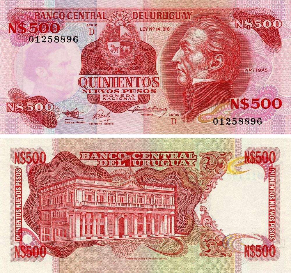 Колекційна банкнота Уругвай 500 песо 1991 UNC P63A (Б18072)