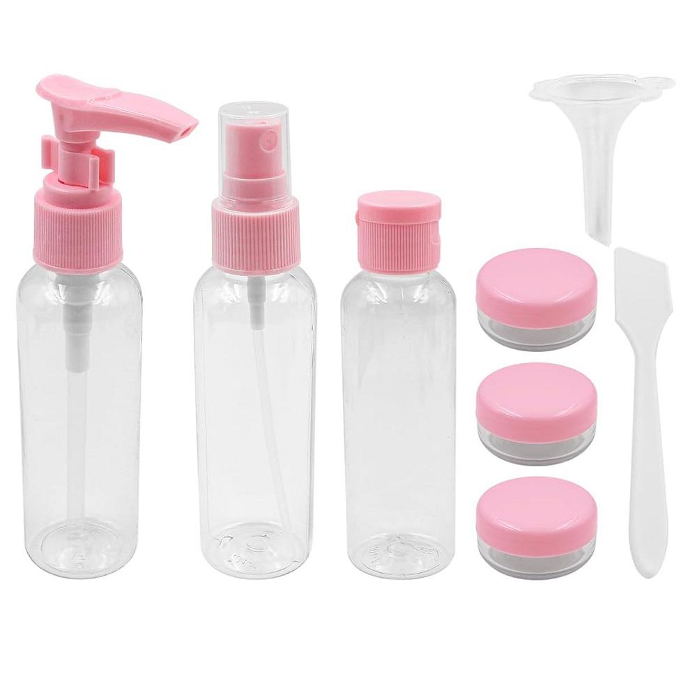 Набір для косметики Stenson R94424 8 предметів 50 мл Прозорий з рожевим (25173190)