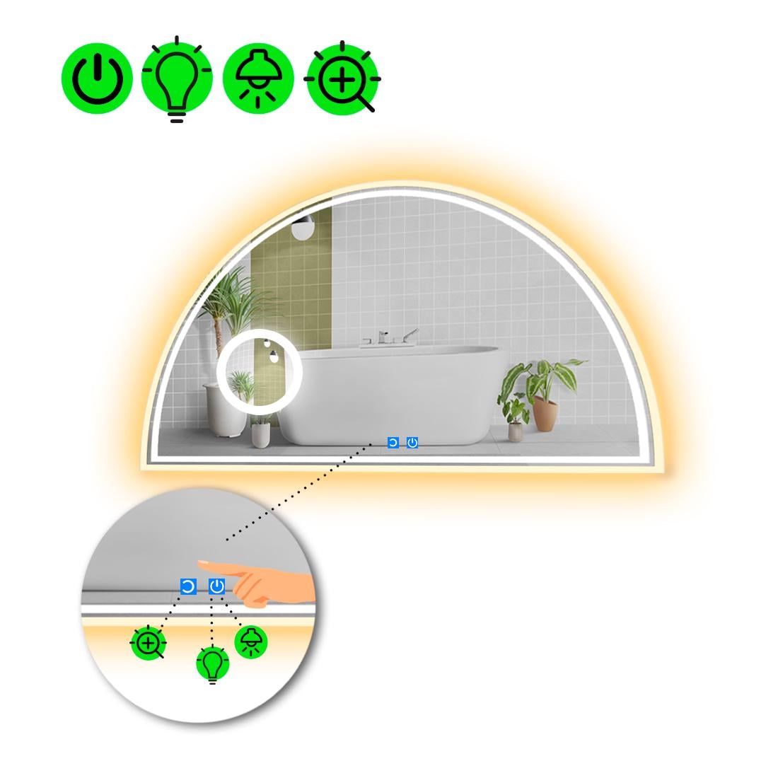 Зеркало с LED подсветкой Cerhio 4 с подогревом и линзой без подсветки 110x55 см (8776215)