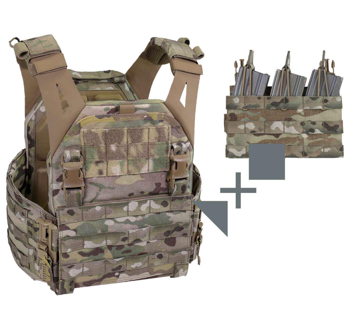 Плитоноска Warrior Low Profile Plate Carrier V 1 M и тройной подсумок Multicam - фото 2