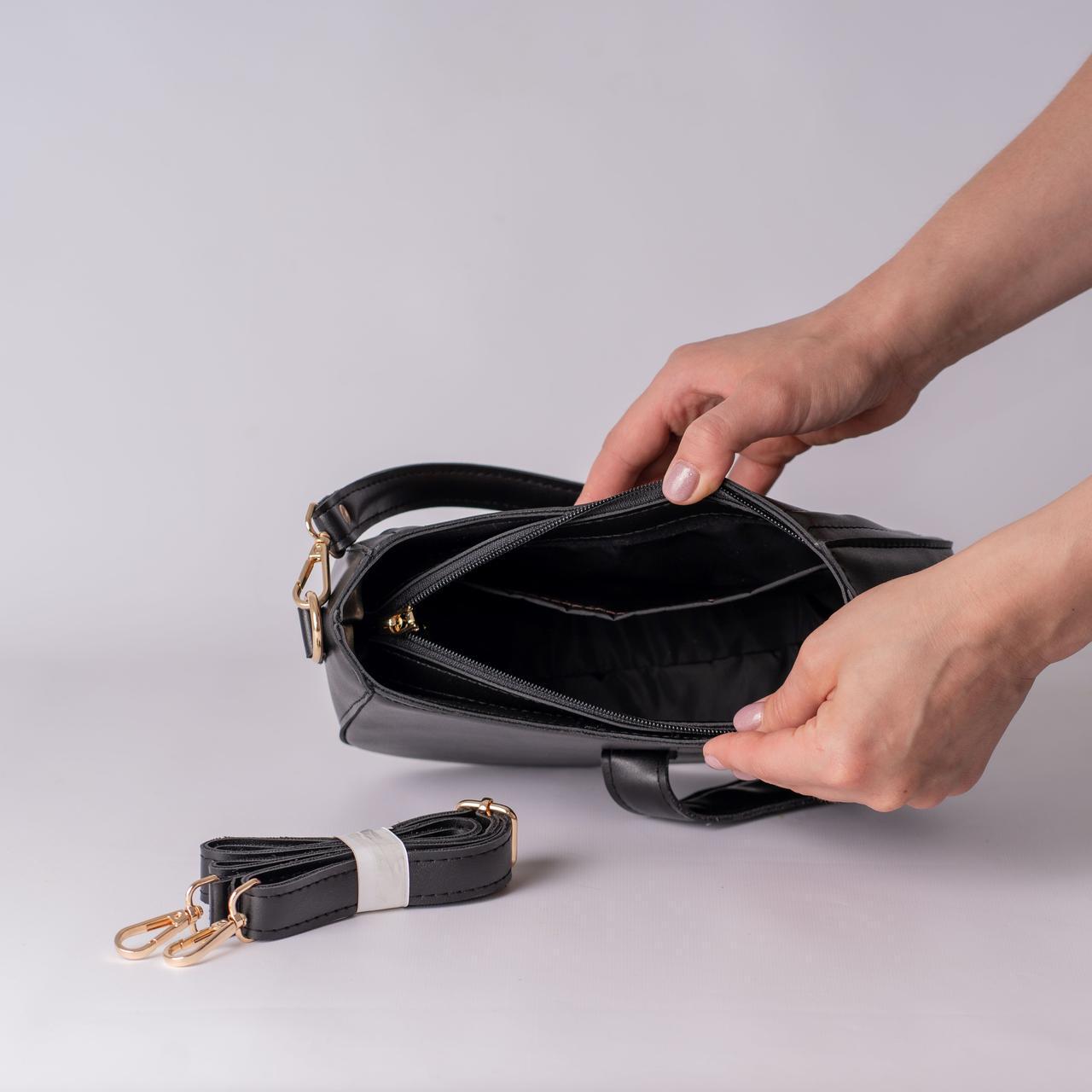 Сумка женская багет XENIA № 50-24 из эко-кожи Черный - фото 4