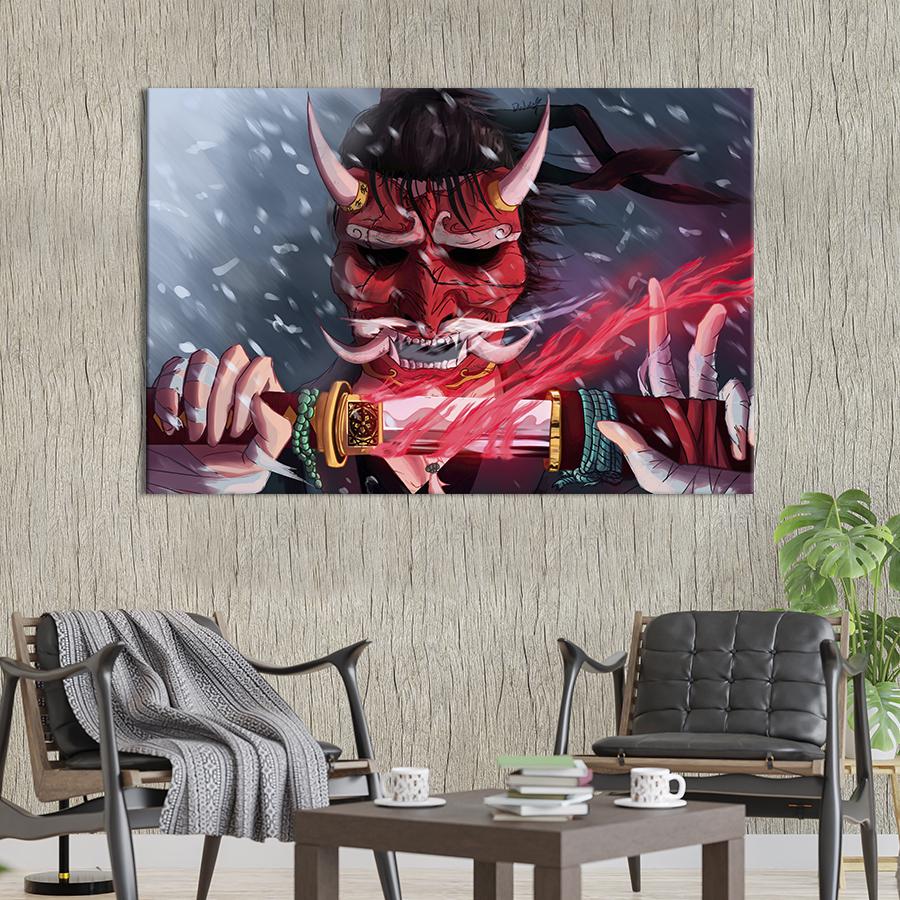 Настінний декор картина на холсті для інтер’єру Японський самурай 80x54 см (685-1)