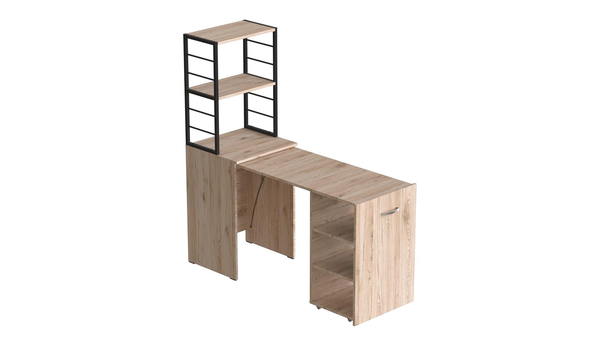 Стіл-тумба трансформер Ferrum-decor Смарт 4/1 з етажеркою метал/ДСП 16 мм 1430x1450x500 мм Чорний/Дуб Сан-Марино (FRD-105124) - фото 4 Стіл-тумба трансформер Ferrum-decor Смарт 4/1 з етажеркою метал/ДСП 16 мм 1430x1450x500 мм Чорний/Дуб Сан-Марино (FRD-105124) - фото 4