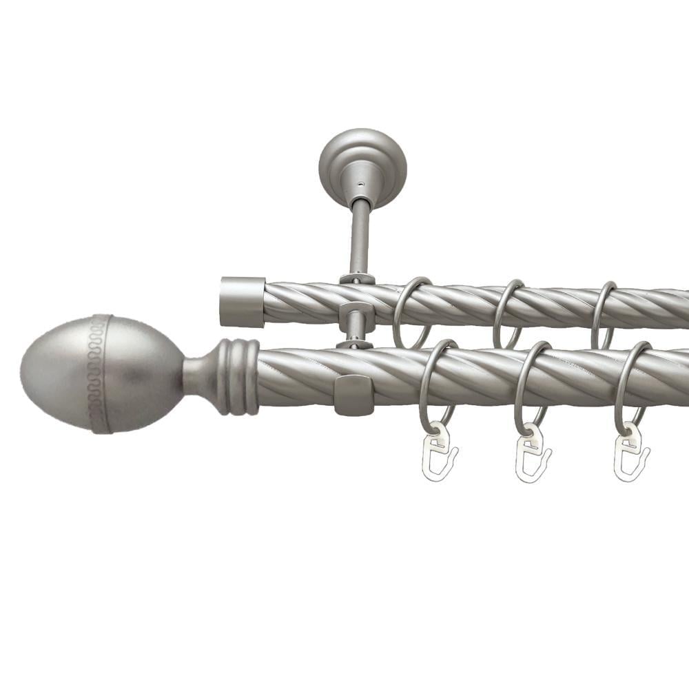 Карниз металлический Orvit Фарже двухрядный открытый/скрученная труба/кольцо металлическое Сатин 25/19 мм 240 см (00-00023726)