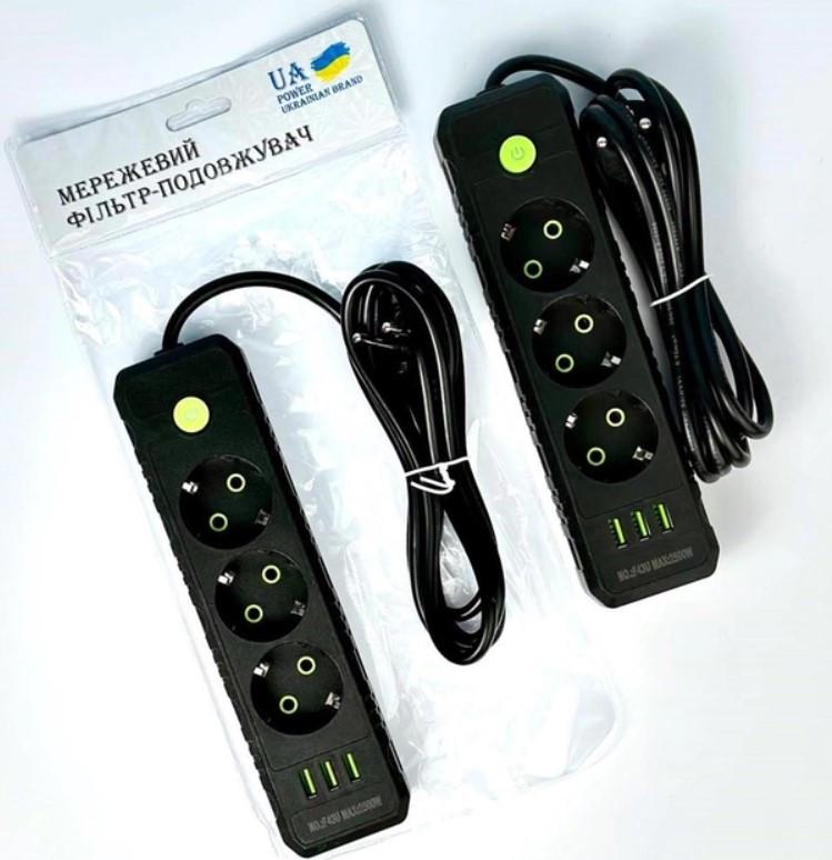 Подовжувач мережевий UA Power F43U Black (26815832) - фото 4