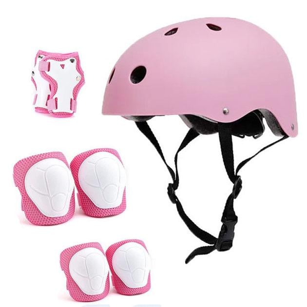 Шолом для велосипеда та наколінники та налокітники та наладонники Рожевий (29198655)