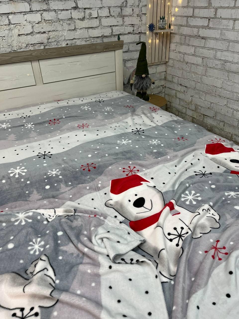 Плед флисовый Новогодний 200х215 см Серый (Д-mur-nr-pled-007-02) - фото 2