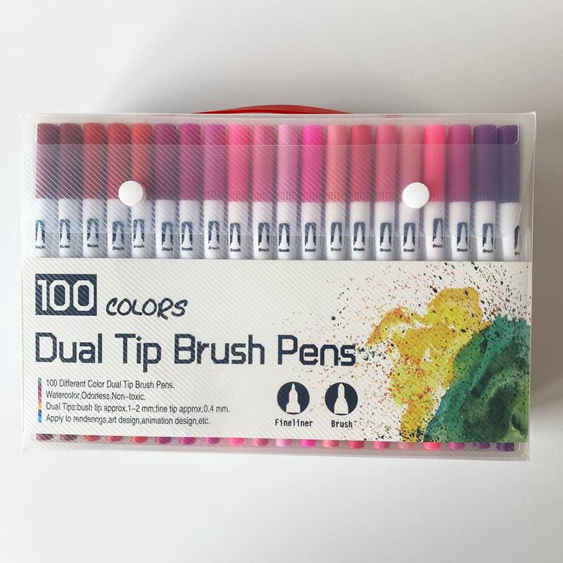 Маркеры-линеры Dual Tip Brush Pens на водной основе двухсторонние 100 шт Маркеры-линеры Dual Tip Brush Pens на водной основе двухсторонние 100 шт