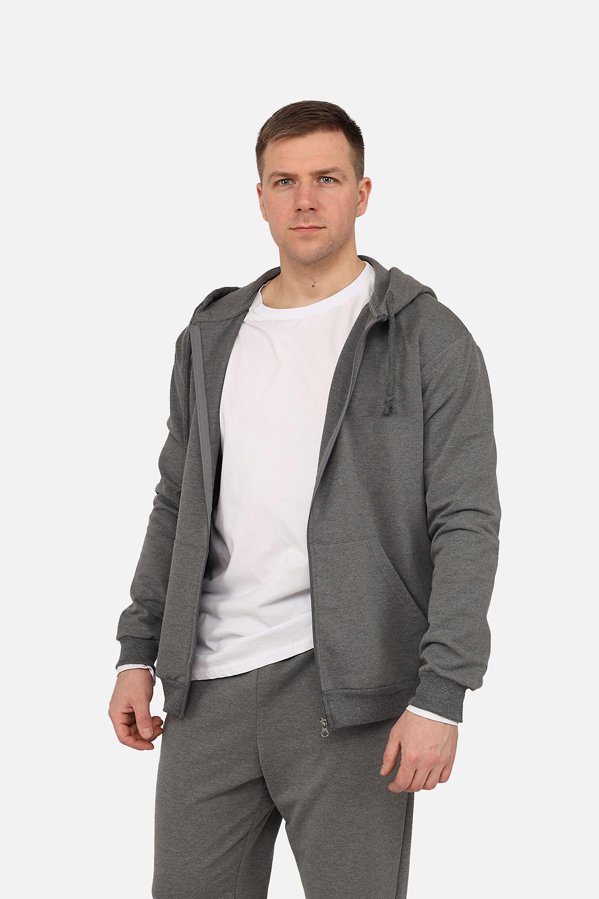 Толстовка на блискавці чоловіча р. 54 Темно-сірий (SKT001035280) - фото 2 Толстовка на блискавці чоловіча р. 54 Темно-сірий (SKT001035280) - фото 2