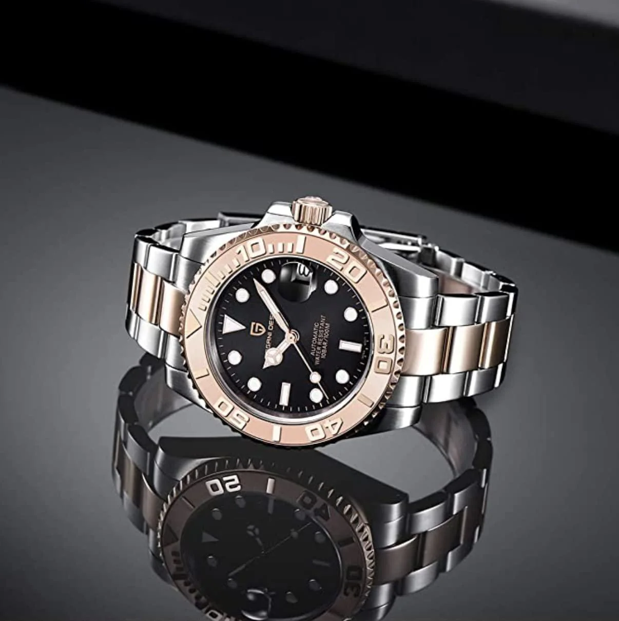 Годинник механічний Pagani Design PD-1651 водонепроникний з автопідзаводом Gold/Black (22818140) - фото 5