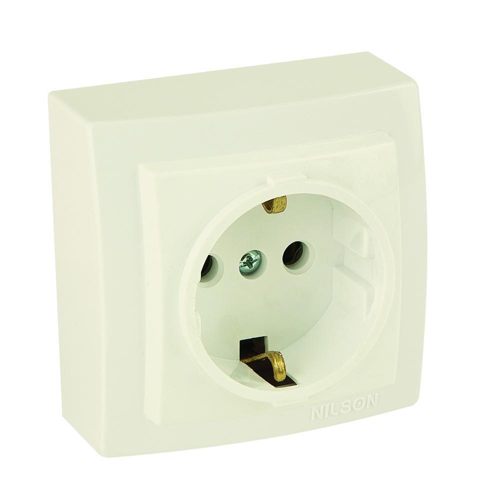 Розетка Nilson Themis одинарна з заземленням Кремовий (26121017)
