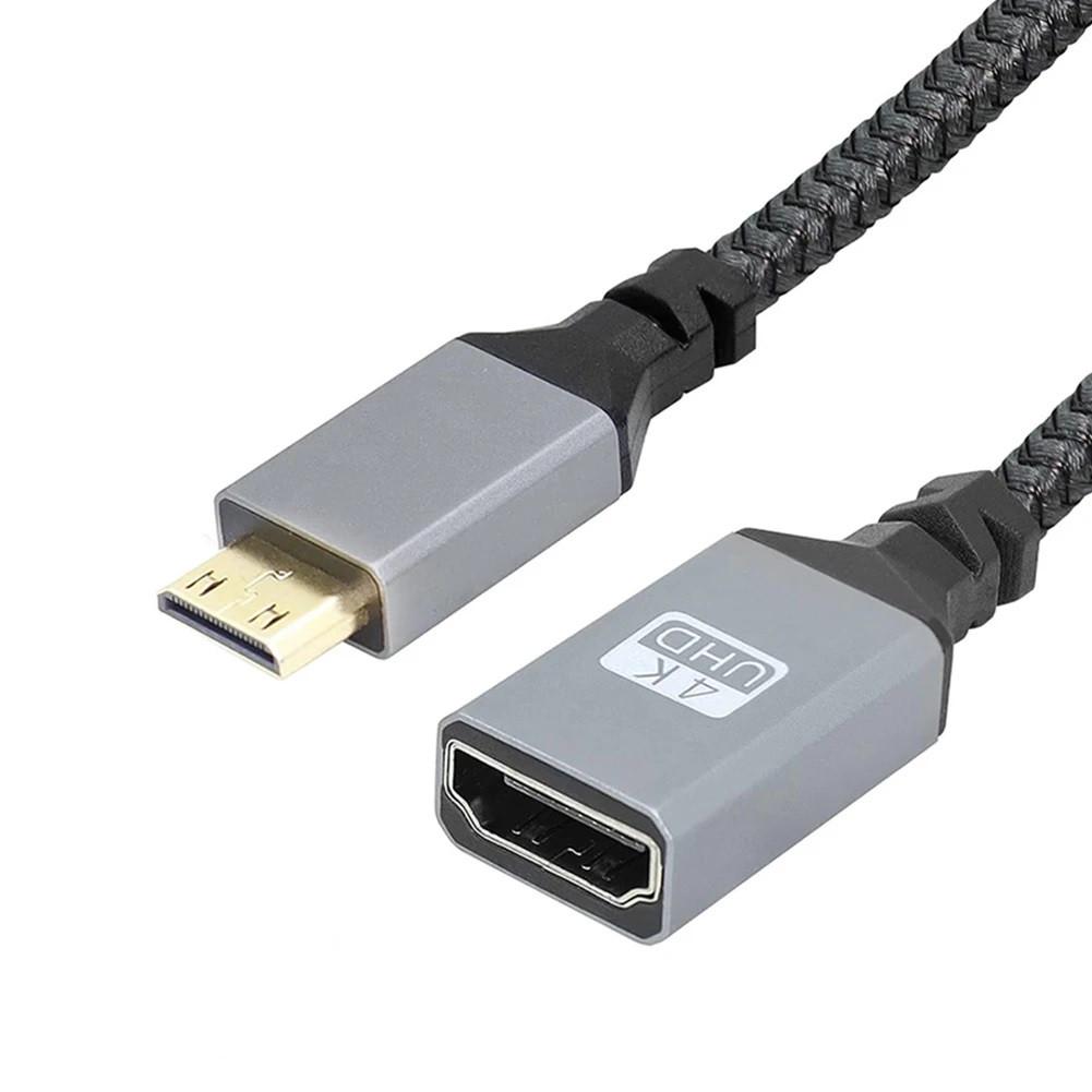 Кабель-перехідник прямий 4К 60Hz Mini-HDMI-HDMI M/F 20 см - фото 4