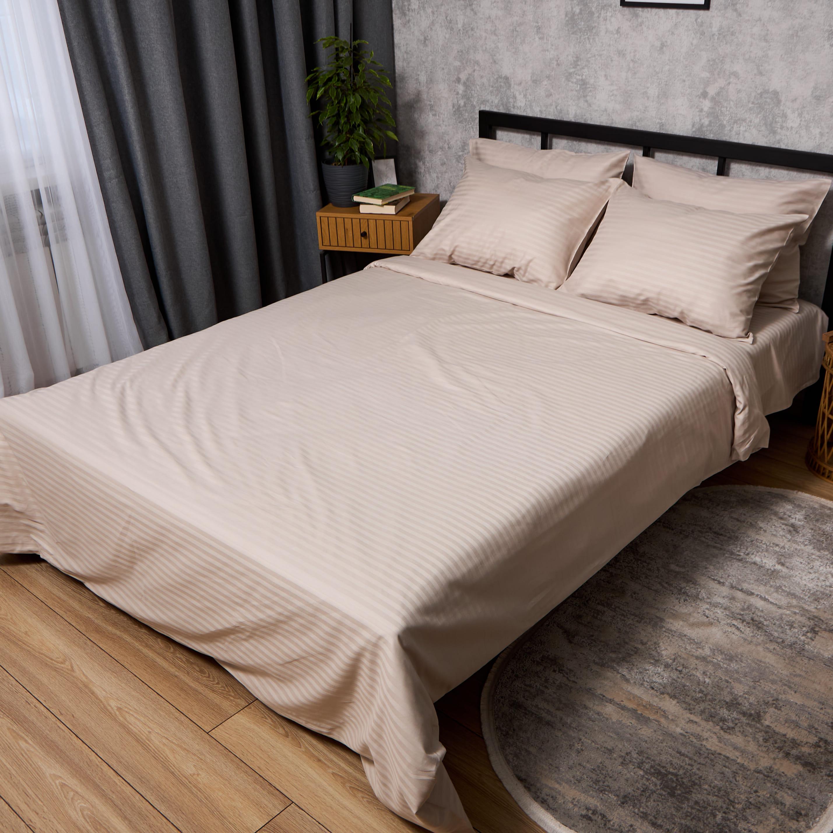 Комплект постельного белья Moon&Star Satin Stripe Ivory Stripe евро 200х220 см наволочки 2 шт. (MS-820013102)