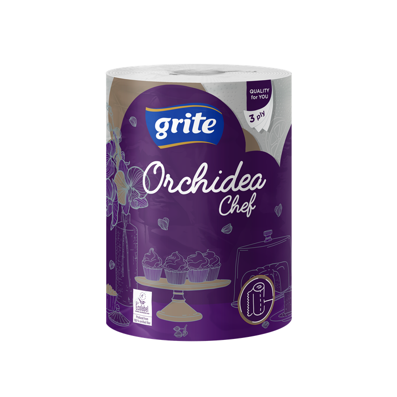 Полотенца бумажные GRITE Orchidea chef 3 слоя 41,4 м 1 шт. (3RGORG1301)