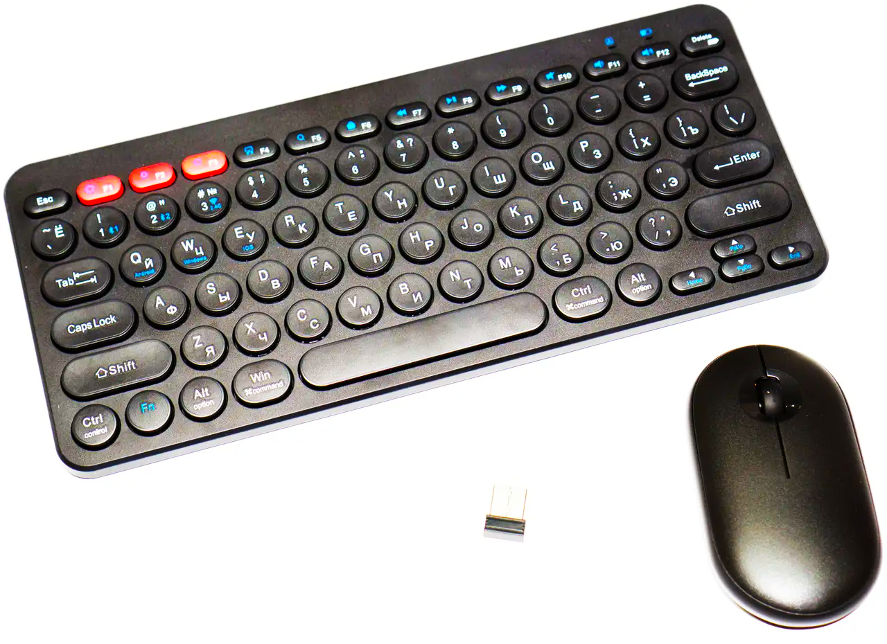 Комплект клавіатура/миша KM902 Bluetooth 8887 Eng/Ru (25795042) - фото 3 Комплект клавіатура/миша KM902 Bluetooth 8887 Eng/Ru (25795042) - фото 3