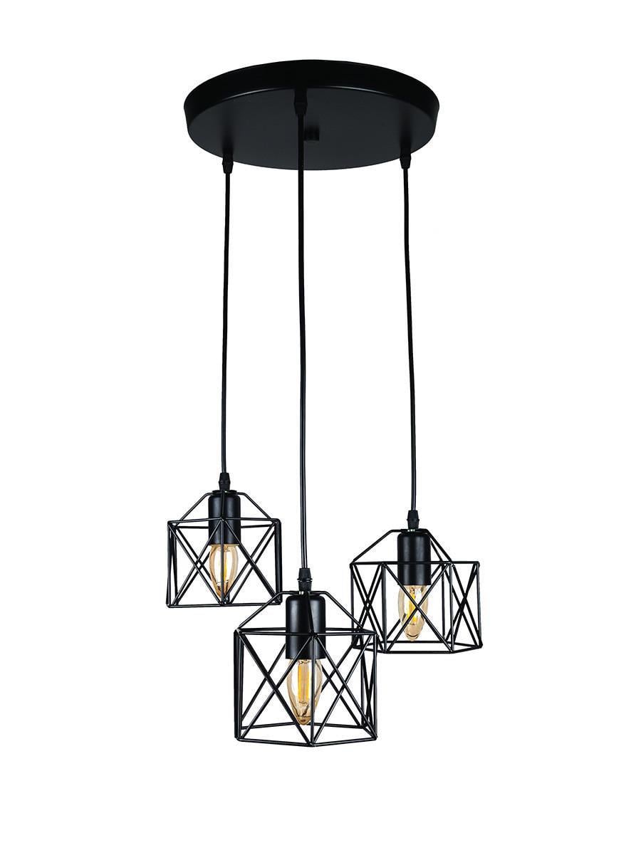 Підвісний світильник Levistella 756PR101F-3 300 Лофт із трьома металевими плафонами Чорний (1887931028)