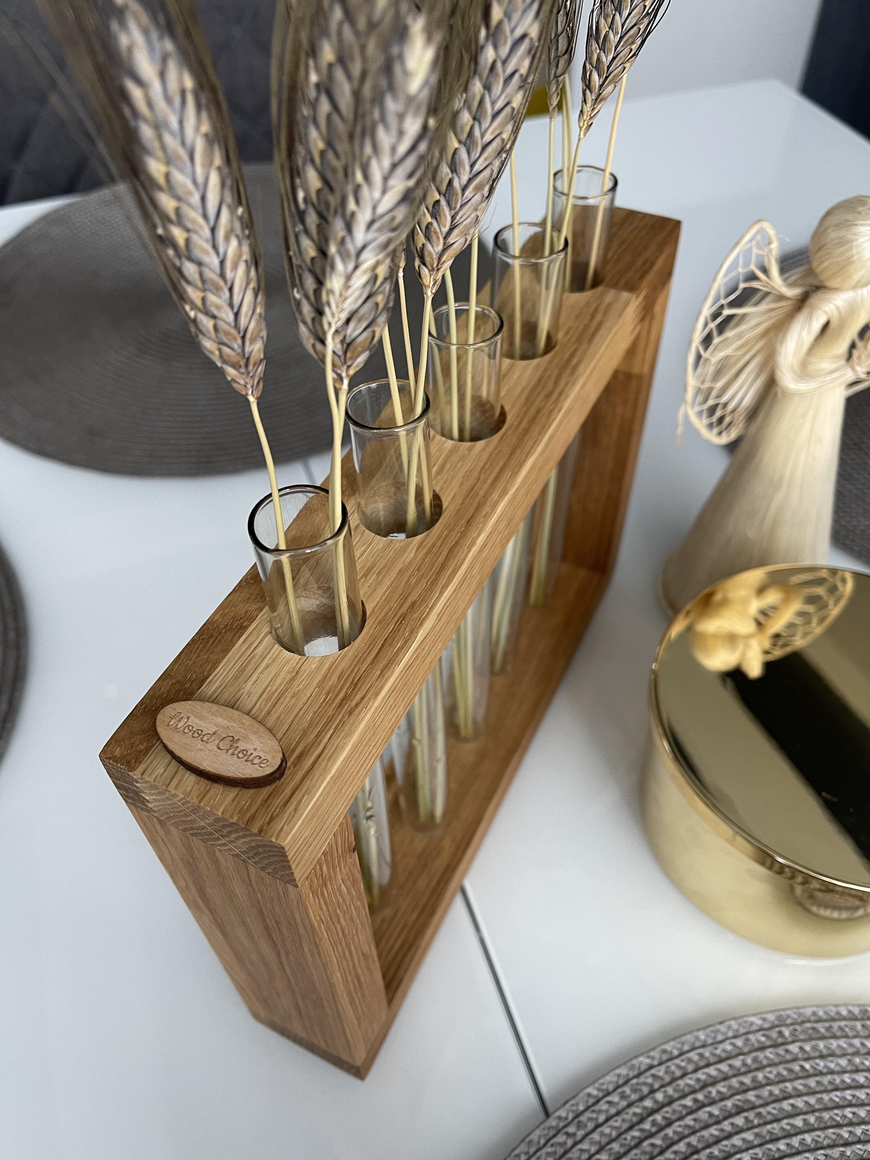 Ваза с колбами для цветов деревянная 26х19х5 см (237) - фото 4 Ваза с колбами для цветов деревянная 26х19х5 см (237) - фото 4