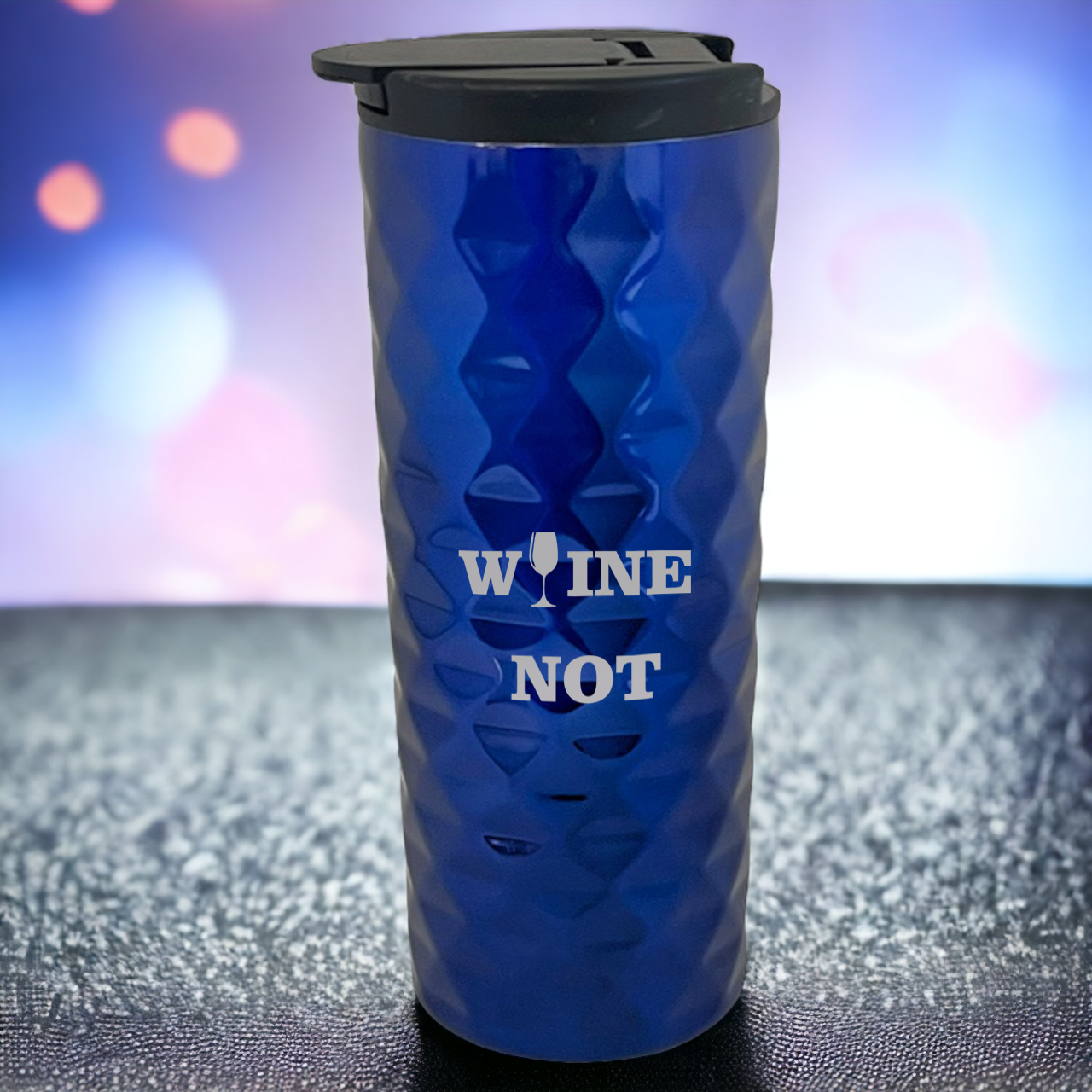 Термокружка с гравировкой и рифленой поверхностью Синий (ТСУ19)