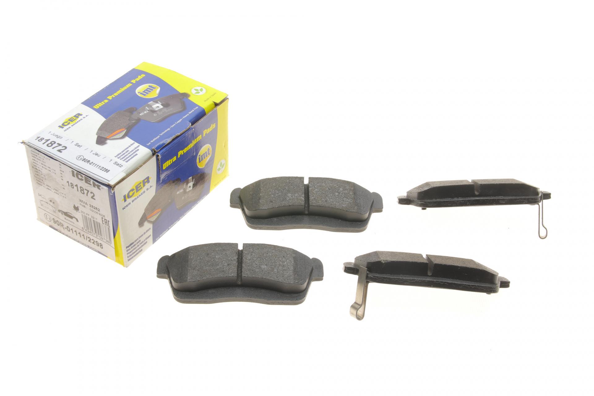 Колодки тормозные передние ICER 181872 Subaru Justy IV 07-/Toyota Passo II 10-/Pixis Mega 15-