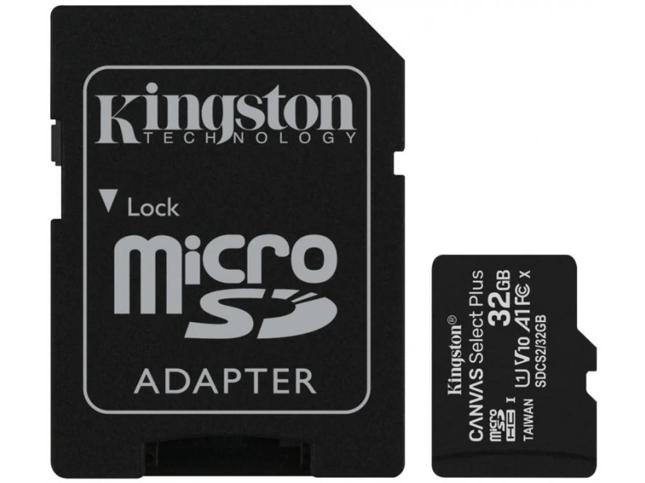 Карта памяти Kingston 32 GB Select Plus 10 Class адаптер SD Черный (22068opti)