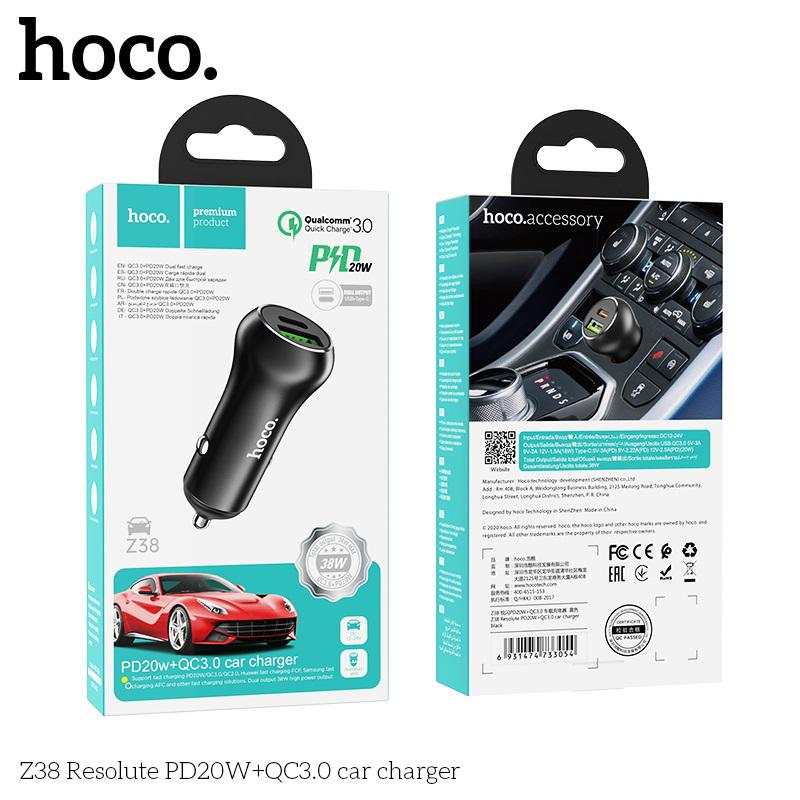 Адаптер автомобильный Hoco Resolute car charger Z38 38W Black (35041ca7) - фото 2