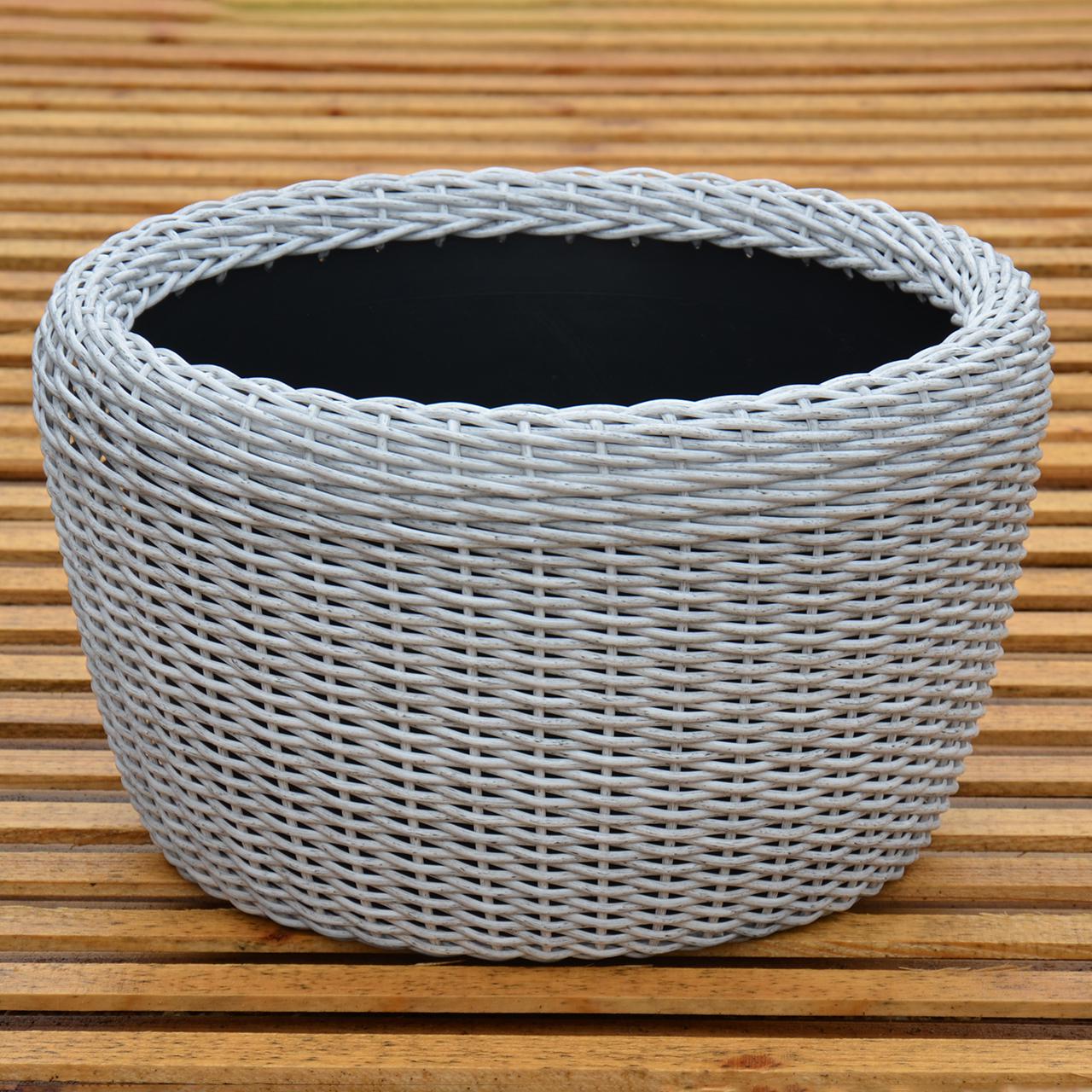 Кашпо велике для рослин та квітів з штучного ротангу/ручної роботи 60 л Біла береза (12343640) - фото 2