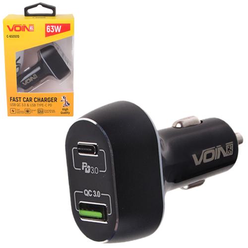 Автомобильное зарядное устройство Voin 63W 1USB QC3.0 18W/1PD 45W 12/24V (C-63202Q) - фото 5