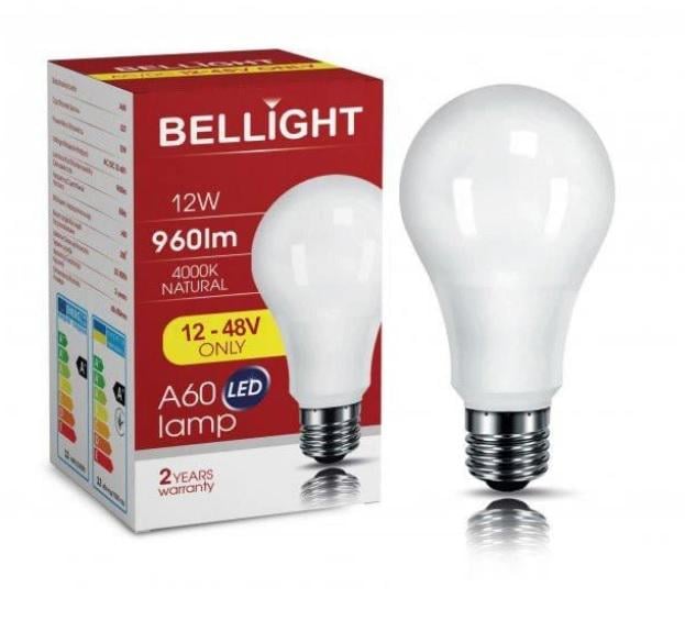 Лампа світлодіодна низьковольтна LED A60 12/48V 12W E27 4000K