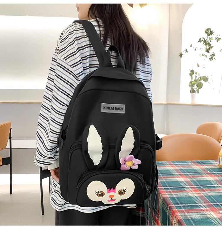Школьный рюкзак для девочки Зайчик 5в1 5-11 класс Черный (27667974) - фото 5