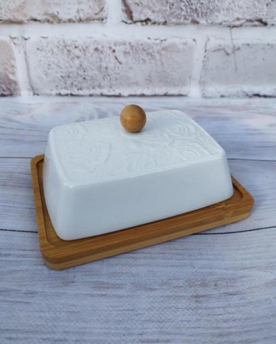 Масленка Lefard 944-069 керамика на бамбуковой подставке 15 см (21265421)