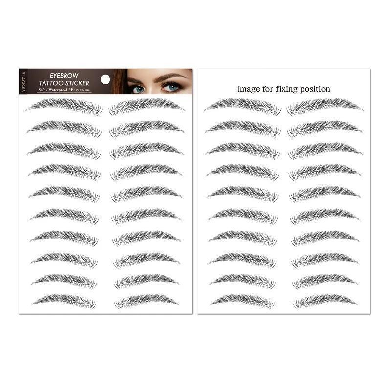 Временные переводные тату наклейки для бровей Сет 03 14,8x21 см Черный