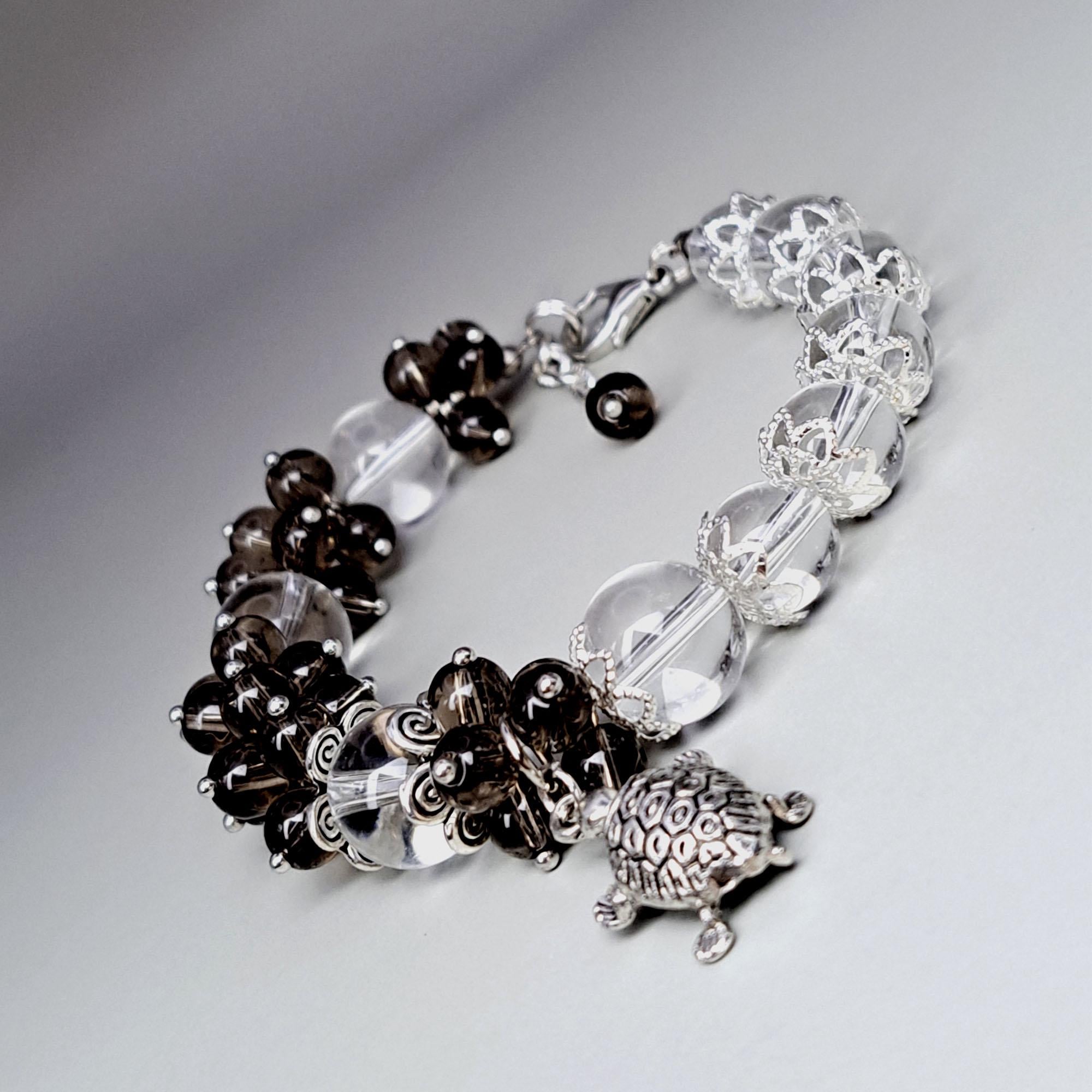 Браслет DARSANA Вічність з натурального каміння раухтопаз/гірський кришталь (DRSU119)