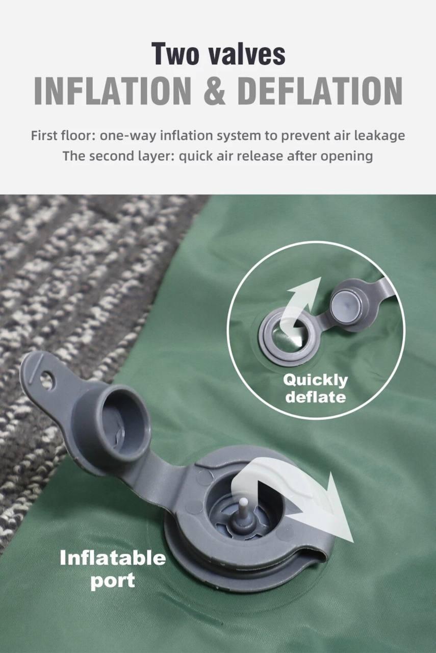 Килимок двохспальний PACOONE з подушками та вбудованим насосом Зелений (o39-d1c-3x0) - фото 3 Килимок двохспальний PACOONE з подушками та вбудованим насосом Зелений (o39-d1c-3x0) - фото 3