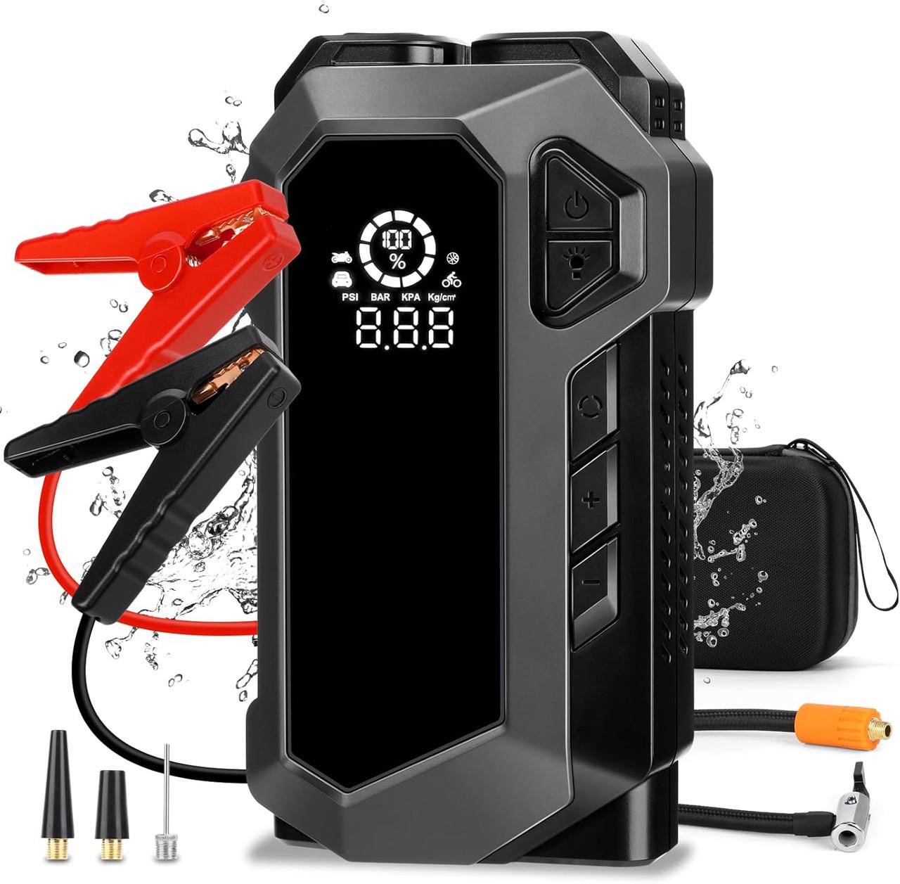 Пуско-зарядное автомобильное устройство RIAS Jump Starter Q18 10000 mAh с фонариком и компрессором (3_05541)