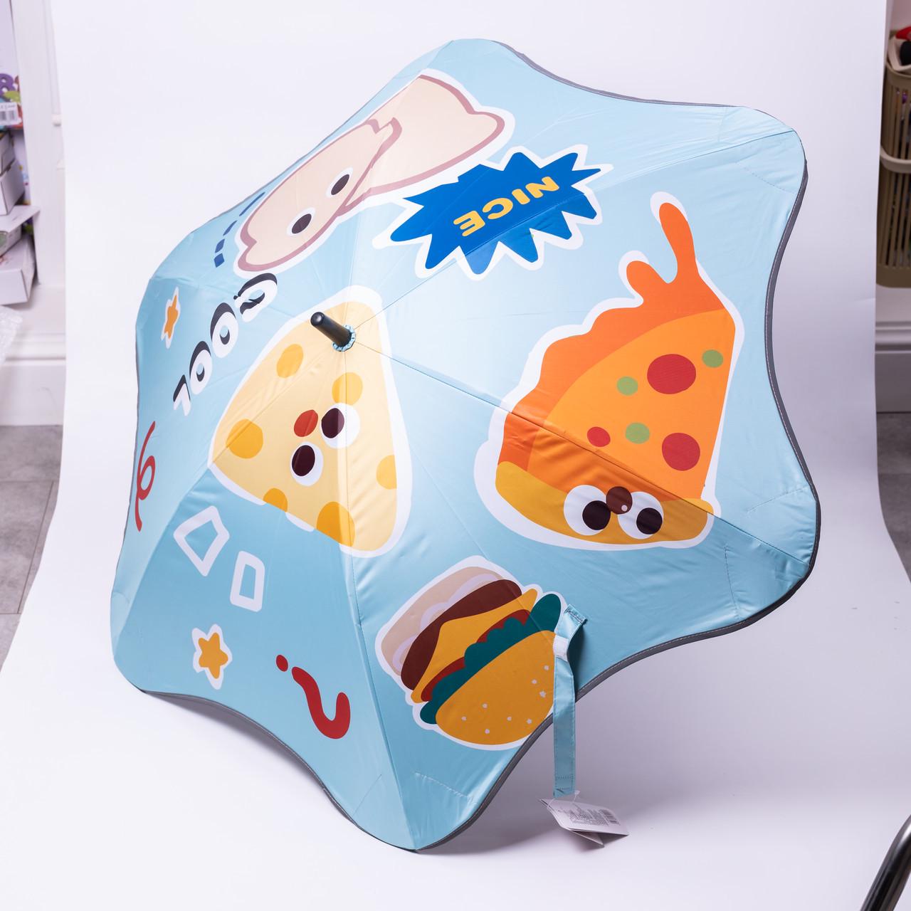 Зонтик детский механический с принтом из полиэстера d 90 см Голубой (HP-23-13BL)