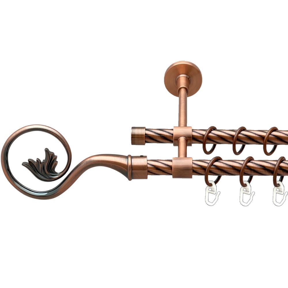 Карниз металлический Orvit Ника двухрядный закрытый/скрученная труба/кольцо металлическое Медь 16/16 мм 240 см (00-00025333)