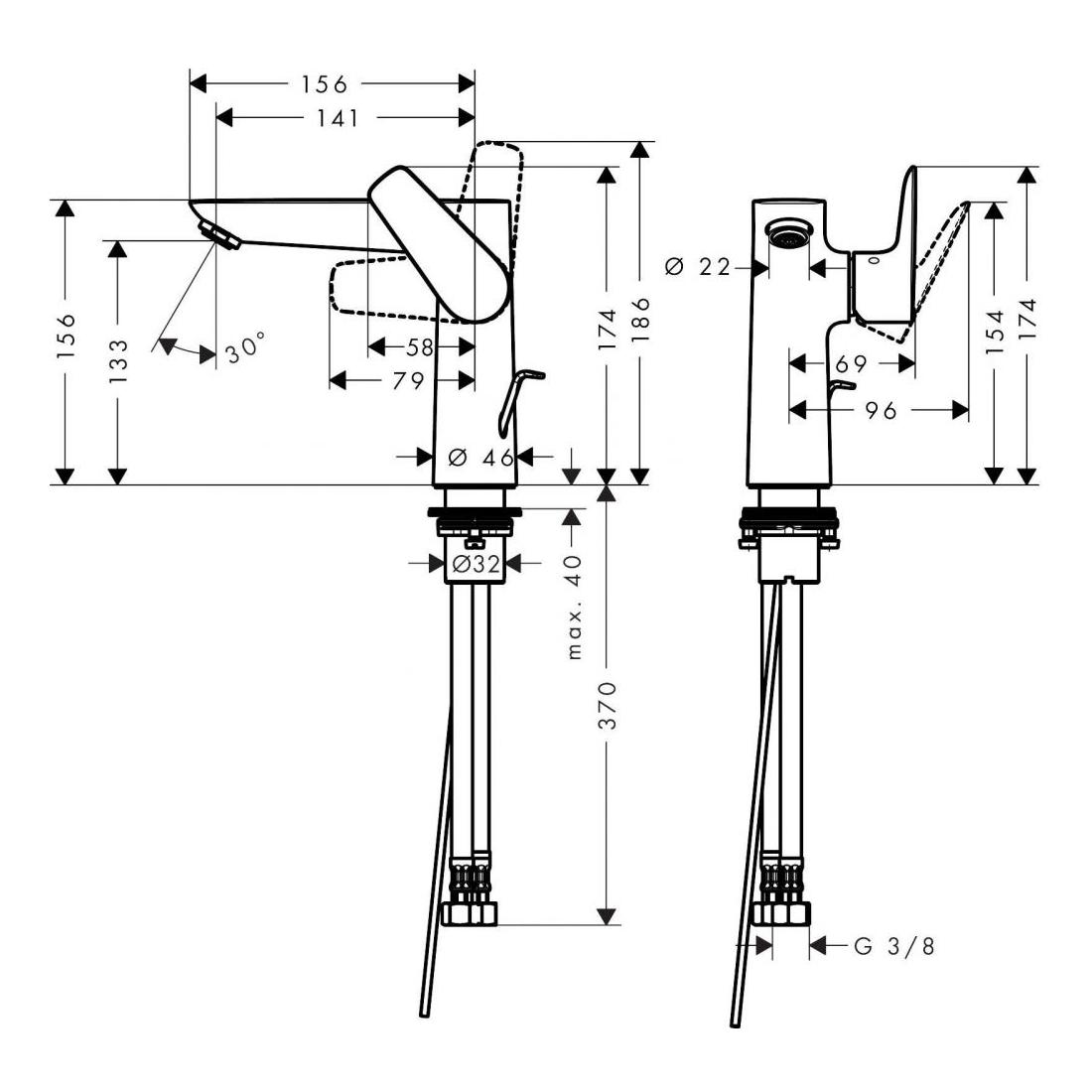 Змішувач для раковини Hansgrohe TALIS E 71754670 з донним клапаном Чорний матовий (100303) - фото 2