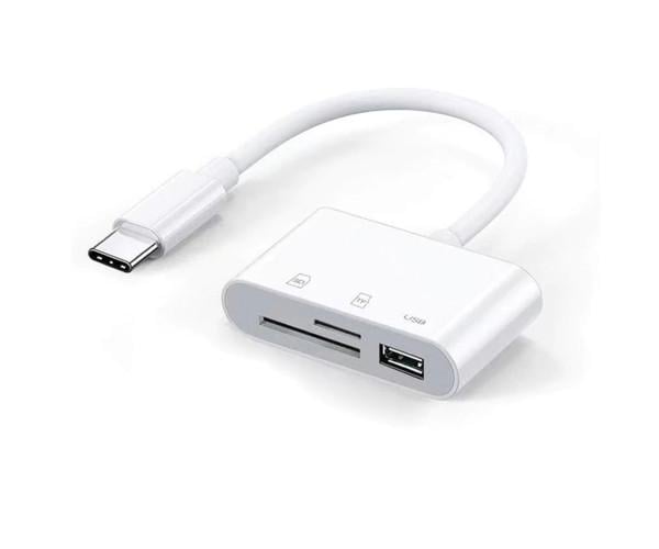 Картридер OTG 3в1 Type-C to USB/TF/SD White