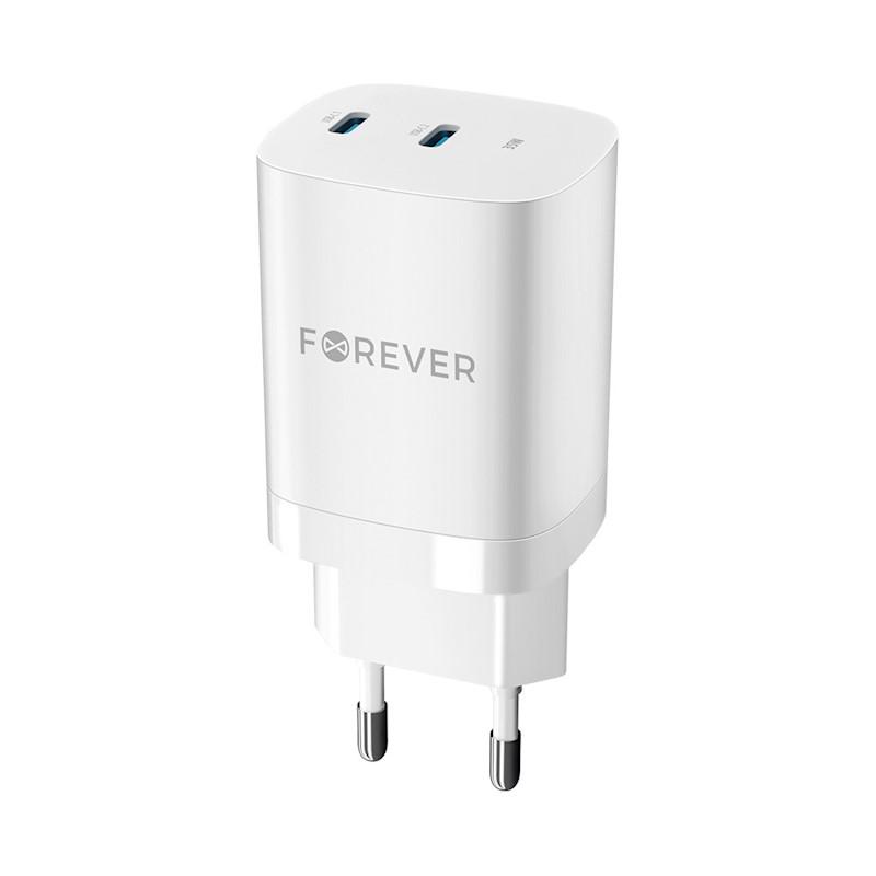 Зарядное устройство сетевое Forever TC-05-35CC GaN PD QC charger 2xUSB-C 35W White (24144471)