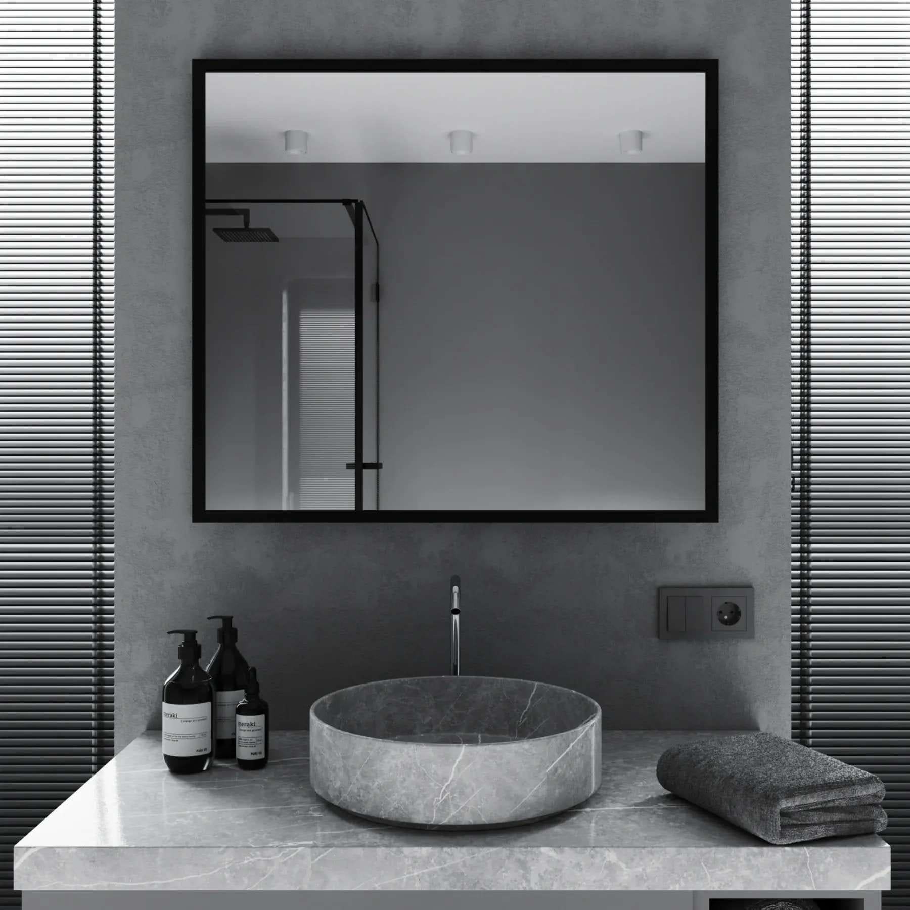 Зеркало для ванной комнаты Mironiks прямоугольное 700x900 мм Черная рамка (FR-MRKS-318026)