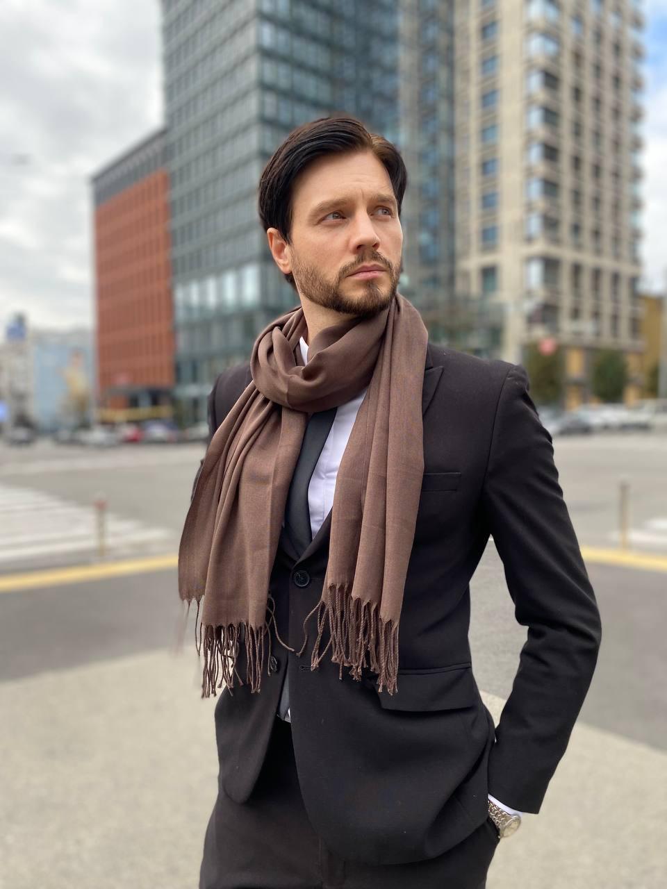 Шарф чоловічий My Scarf Мілан 180х60 см Коричневий (29512434)