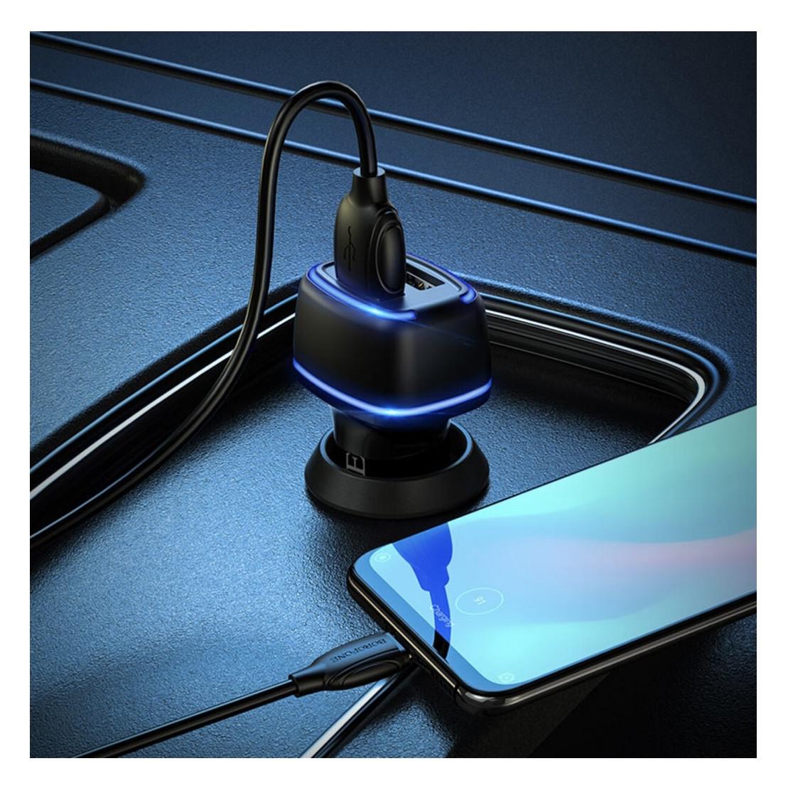 Зарядное устройство автомобильное Borofone BZ14 Max Dual Port USB Type C Black - фото 3