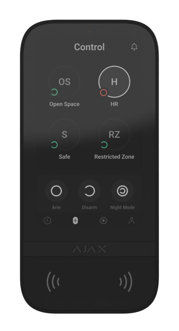 Клавіатура бездротова з сенсорним екраном Ajax KeyPad TouchScreen Black (16987)