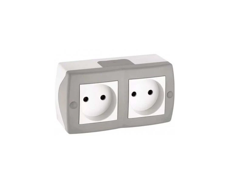 Розетка двойная без заземления Mono Electric OCTANS IP20 Серый (12140) Розетка двойная без заземления Mono Electric OCTANS IP20 Серый (12140)