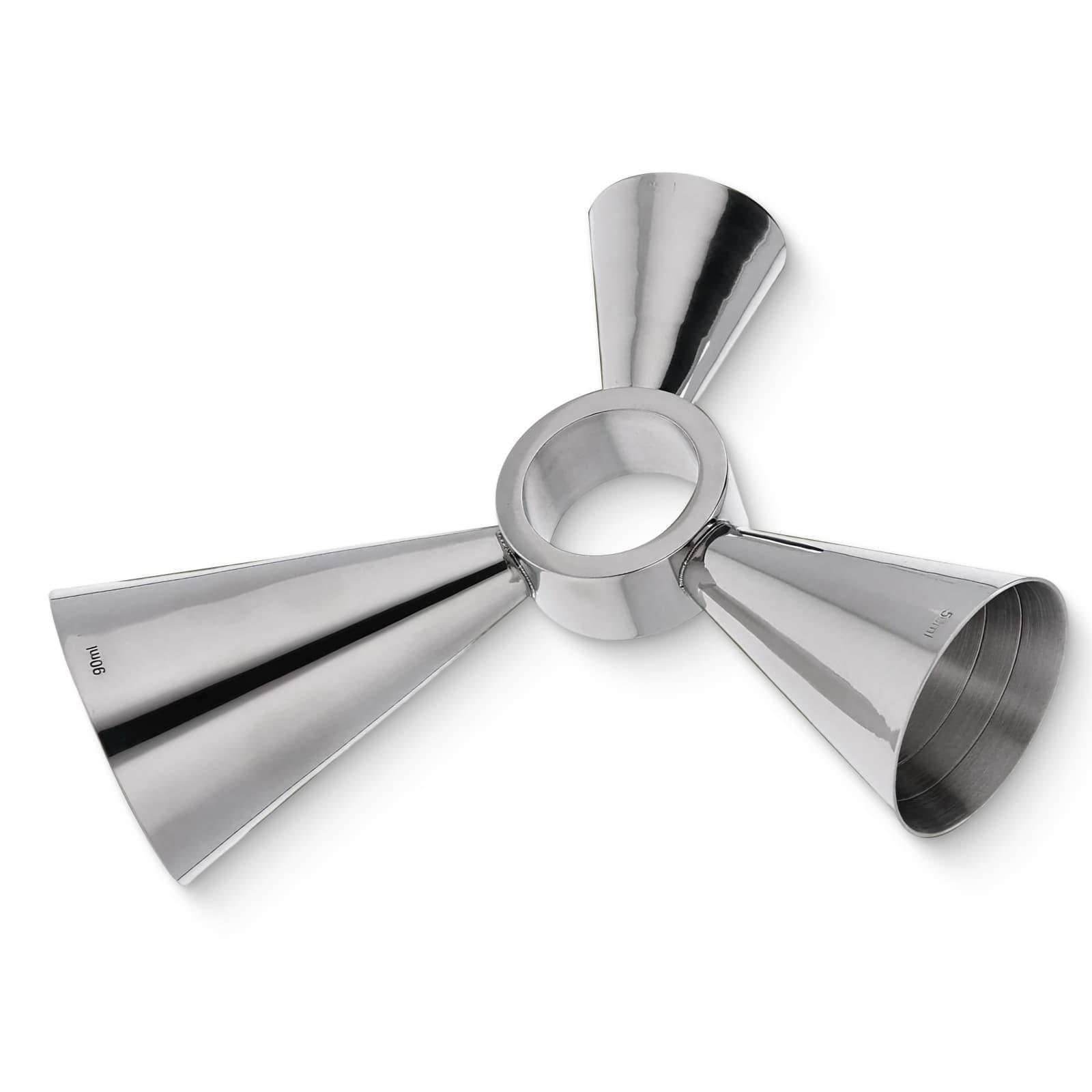 Джигер потрійний барний Olin&Olin з 3 мірниками 25/50/90 мл для коктейлів з поділками 5/10/15/20/25/30/35/40/45/50/75/90 мл (1162-JI-25x50x90-t-s)